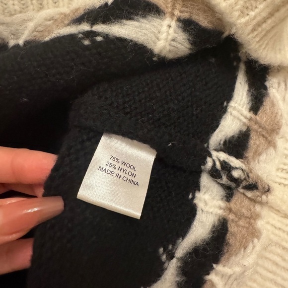 Charcoal and Cream Fair Isle Cardiff Sweater - Picture 5 of 6